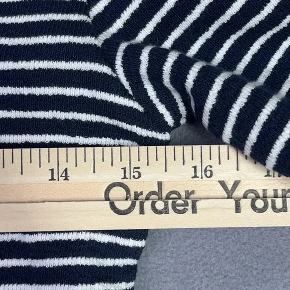 Madewell Top Womens XS Navy White Striped Henley Elbow Sleeve Cotton Knit Tee - Picture 8 of 9